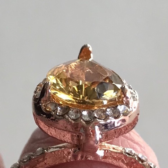 Citrine and CZ ring in 14 K rose gold (plated.) - Picture 5 of 6